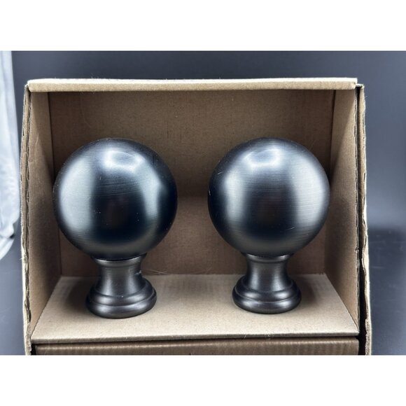 Allen + Roth - Round Finials Gunmetal Finish 1” Curtain Rod Ends #1239781 NEW - Picture 2 of 8